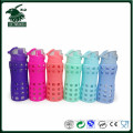 New arrival nice design food grade glass bottle with silicone sleeve